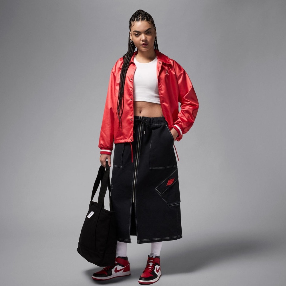 NWT Nike Jordan Rare Air  Chicago Black Active Denim Skirt distressed Sz S